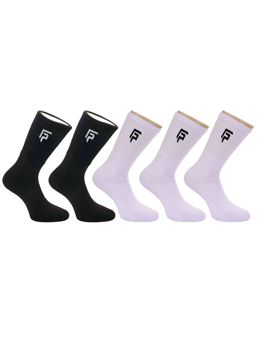 Organic Cotton & Bamboo Men Sports Terry Socks - Black, White Combo - Pack of 5