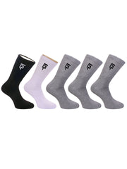 Organic Cotton & Bamboo Men Sports Terry Socks - Black, Grey, White Combo - Pack of 5