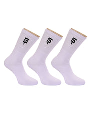 Organic Cotton & Bamboo Men Sports Terry Socks - White - Pack of 3