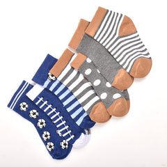 Footprints Super Soft Organic Cotton Kids  Socks-Blue Baseball & P4 Grey |12-24 Months|-Pack of 7