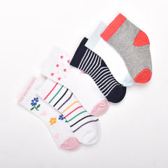 Footprints Super Soft Organic Cotton Kids  Socks-Flower & 2 Color Red White|6-12 Months|-Pack of 6