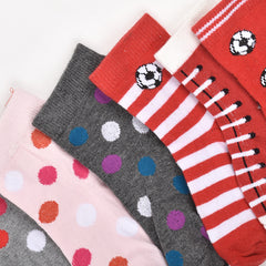 Footprints Super Soft Organic Cotton Kids  Socks-Red Baseball & Big Dot|12-24 Months|-Pack of 6