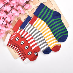 Footprints Super Soft Organic Cotton Kids  Socks-Red Baseball & Colorfull Stripes |12-24 Months|-Pack of 6