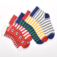 Footprints Super Soft Organic Cotton Kids  Socks-Red Baseball & Colorfull Stripes |12-24 Months|-Pack of 6