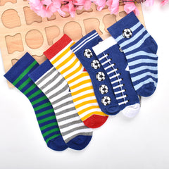 Footprints Super Soft Organic Cotton Kids  Socks-Blue Baseball & Stripes |12-24 Months|-Pack of 6