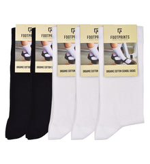 Anti-Odor Calf Length School Socks for Kids | Extra Soft | Breathable | Unisex | Anti-Bacterial for All-Day Comfort | Black & White | Pack of 5