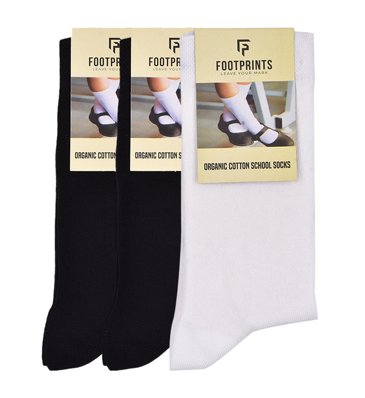 Anti-Odor Calf Length School Socks for Kids | Extra Soft | Breathable | Unisex | Anti-Bacterial for All-Day Comfort | Black & White | Pack of 3