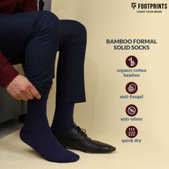 Bamboo Formal Socks For Men | Calf Length | Smell Free & Breathable | Cushioned Base & Anti Bacterial | Softer Than Cotton Socks | Black, White, Navy | Pack of 3