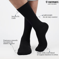 Bamboo Formal Socks For Men | Calf Length | Smell Free & Breathable | Cushioned Base & Anti Bacterial | Softer Than Cotton Socks | 2 Grey, 2 Black & 2 White | Pack of 6