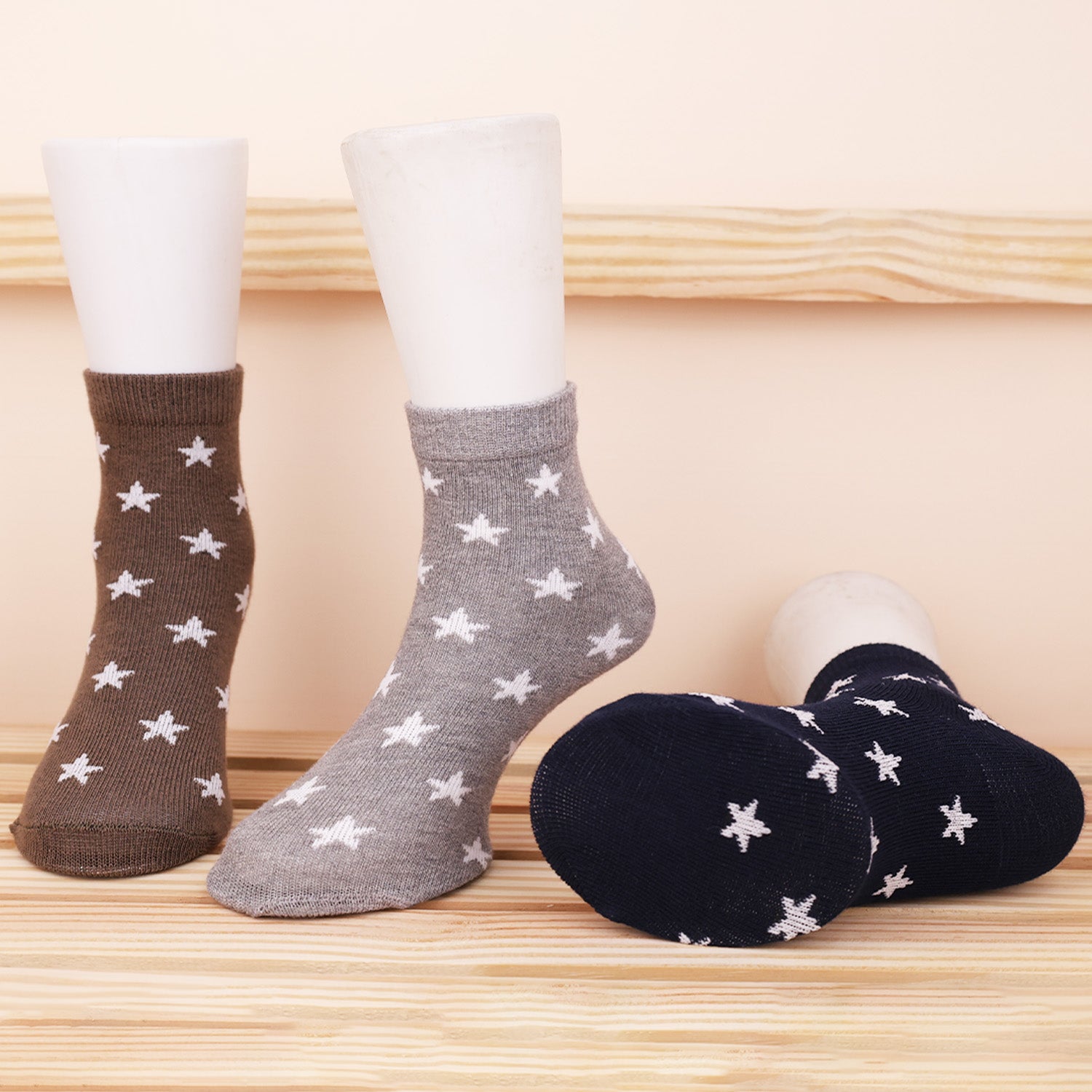 Organic Cotton Bamboo Socks for Kids | Ultra Soft Unisex Kids Socks | Cushioned Base & Comfort Fit | Anti Bacterial & Odour Free | Star | Pack of 3