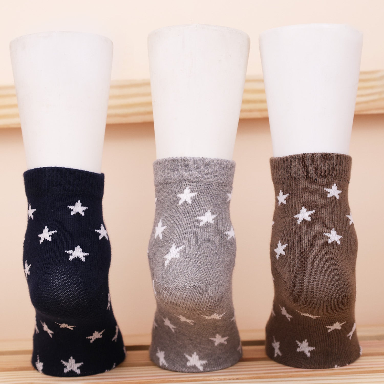 Organic Cotton Bamboo Socks for Kids | Ultra Soft Unisex Kids Socks | Cushioned Base & Comfort Fit | Anti Bacterial & Odour Free | Star | Pack of 3