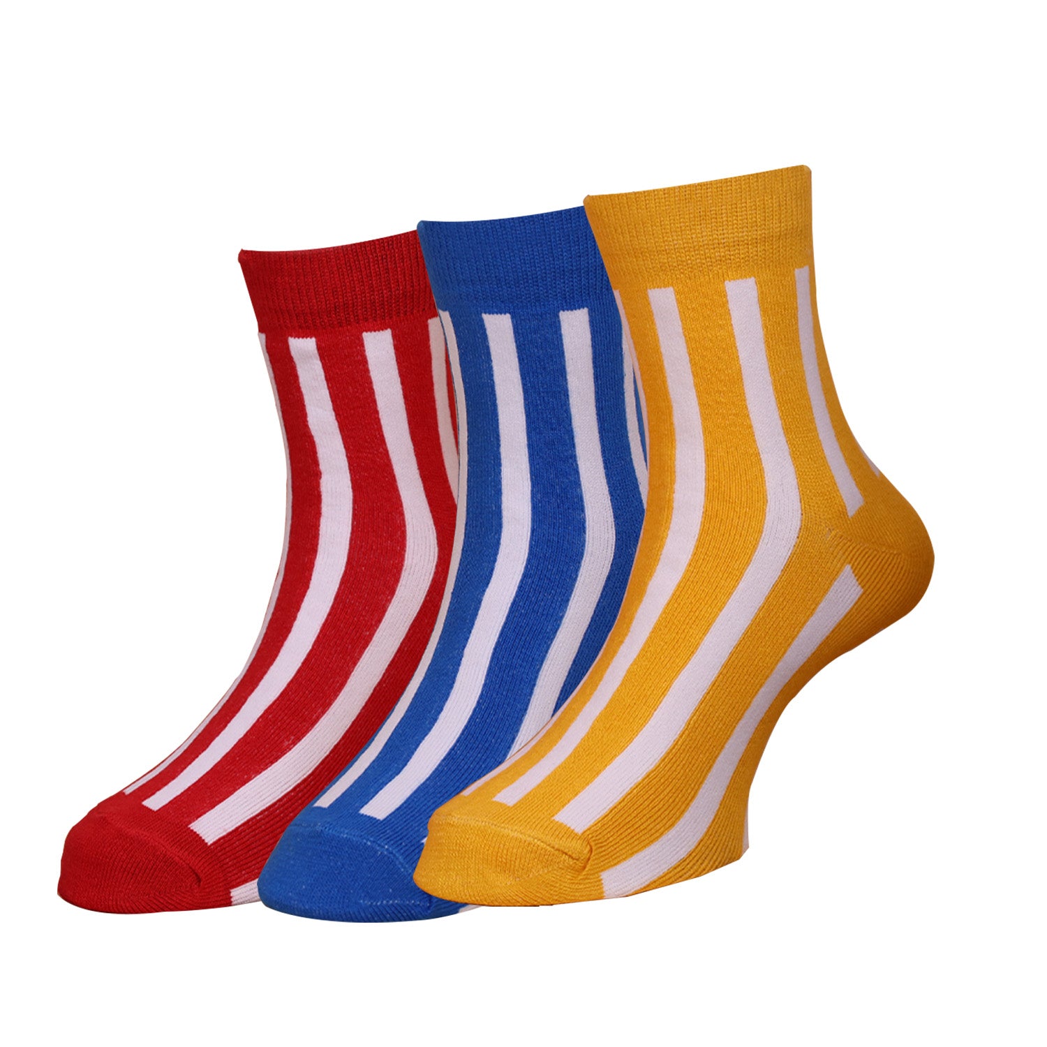 Anti-Odor Bamboo Crew Length Sports Socks for Kids | Smell Free & Breathable | Anti-Bacterial | All- Day Comfort | Red, Blue & Yellow | Pack of 3