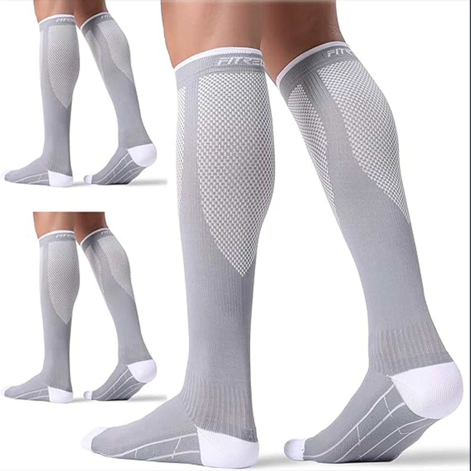 Bamboo Compression Socks For Men & Women | Sports Compression Socks For Running, Cycling, Marathon, Athletics and Indoor Training | Boosts Blood Circulation | Grey | Pack of 1