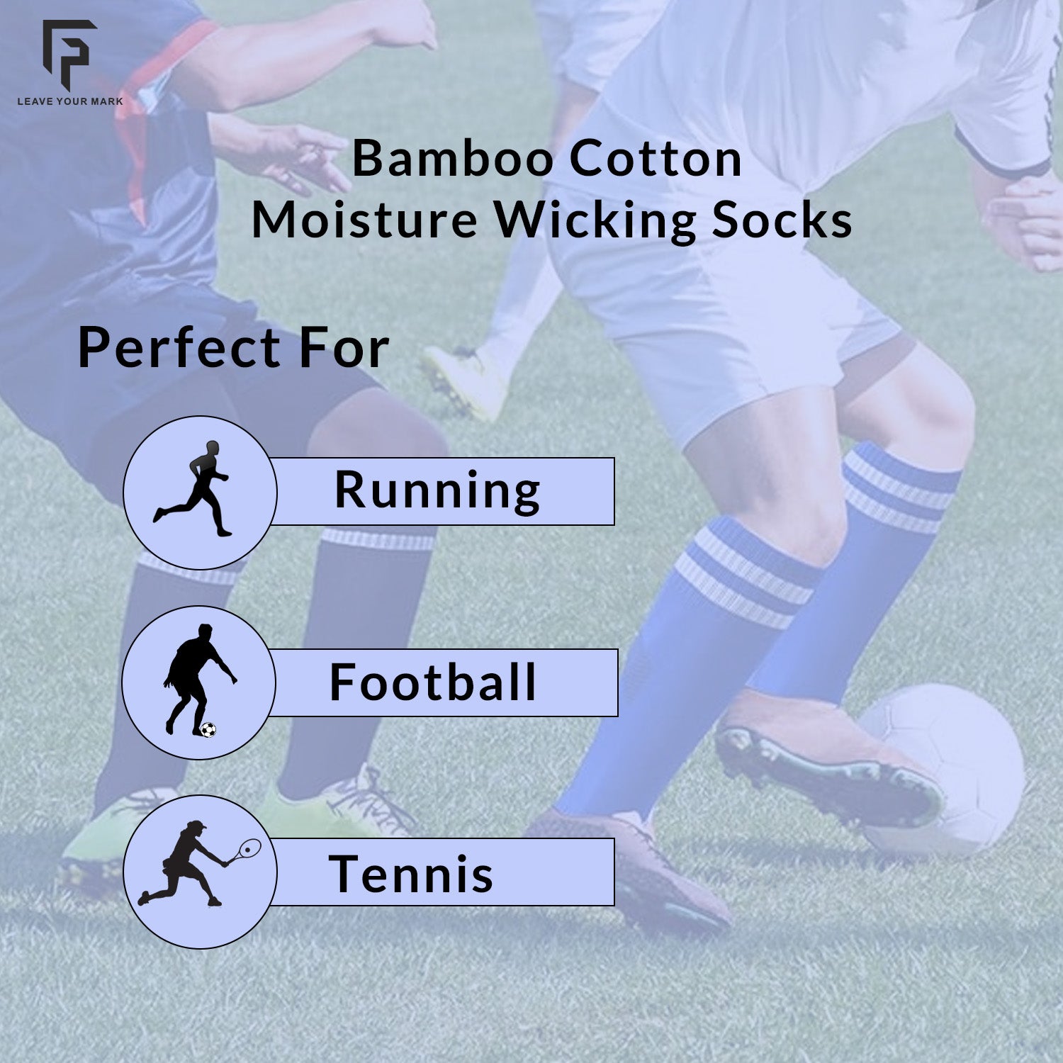 Bamboo Compression Socks For Men & Women | Sports Compression Socks For Running, Cycling, Marathon, Athletics and Indoor Training | Boosts Blood Circulation | Blue | Pack of 1