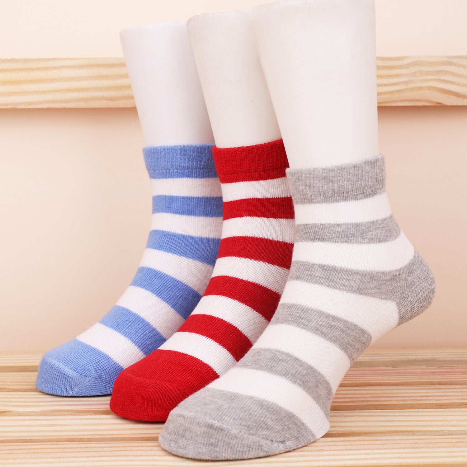 Bamboo Socks for Women | Extra Stretchy Socks | Smell Free & Breathable | Cushioned Base & Anti-Bacterial | Ideal for Jogging, Gym, Yoga, Office and Home | Stripe | Pack of 3