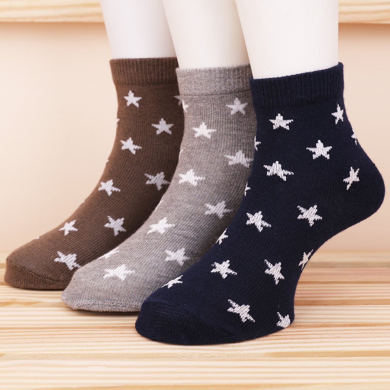 Organic Cotton Bamboo Socks for Kids | Ultra Soft Unisex Kids Socks | Cushioned Base & Comfort Fit | Anti Bacterial & Odour Free | Star | Pack of 3