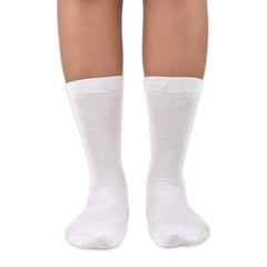 Anti-Odor Calf Length School Socks for Kids | Extra Soft | Breathable | Unisex | Anti-Bacterial for All-Day Comfort | White | Pack of 5