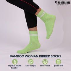 Odour Free Organic Cotton Bamboo Women's Sports Socks | Yellow, Sky Blue & Green | Pack Of 3