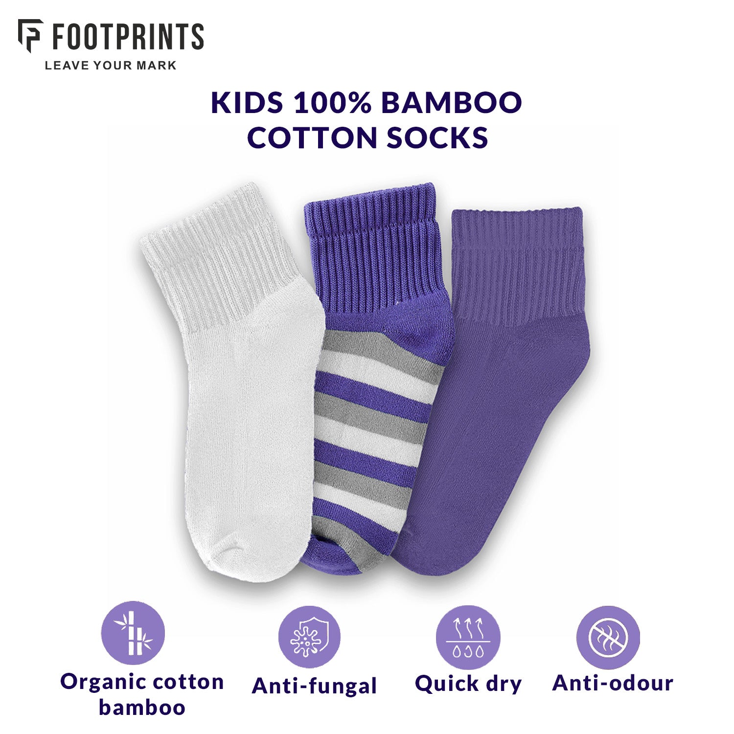 Anti-Odor Bamboo Full Length Terry Socks for Kids | Smell Free & Breathable | Anti-Bacterial| All- Day Comfort | Blue & Pink | Pack of 3