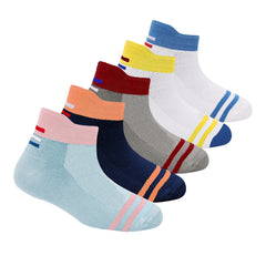 Anti-Odor Bamboo Ankle Socks for Kids | Smell Free & Breathable | Anti-Bacterial | All- Day Comfort | Multicolor | Pack of 5