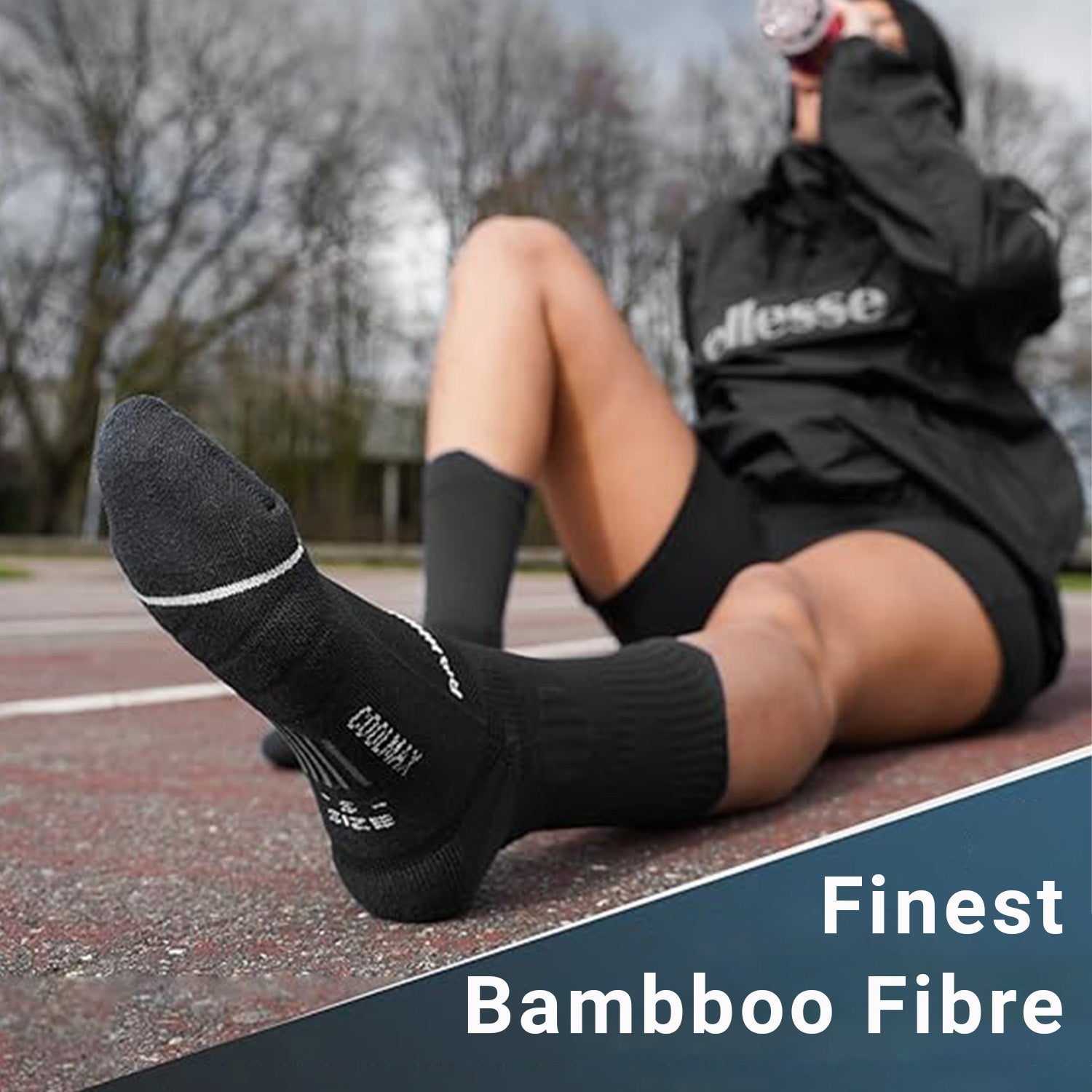 Bamboo Athletic Socks for Men & Women | Anti-Slip And Soft Cushion Sport Socks | Crew Length Socks For Running, Gym & Indoor Training | Pack of 1