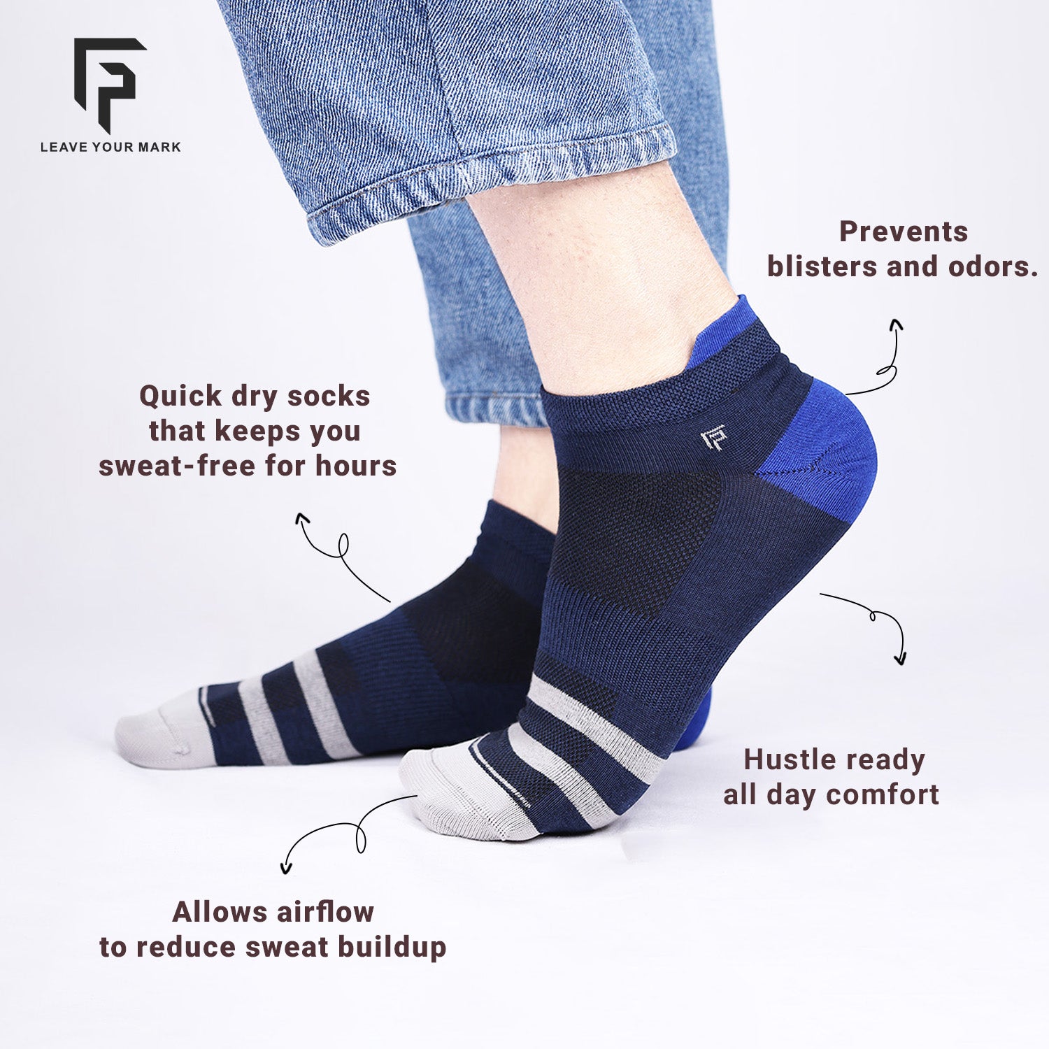 Organic Cotton Bamboo Ankle Socks | Anti Slip Silicon Grip | Unisex Casual Socks for Everyday Wear | Sweat Proof | Quick Dry | Padded for Extra Comfort | Pack of 1