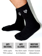 Organic Cotton & Bamboo Unisex Ankle Terry Socks - Black, White - Pack of 3