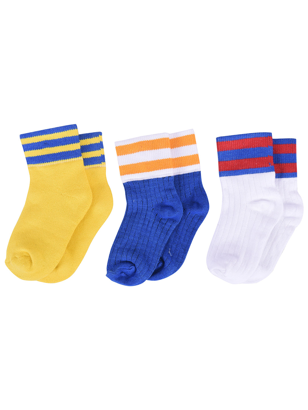 Organic Cotton Anti-Odor Bamboo Kids Sports Socks | Anti-Bacterial | Soft & Breathable | Unisex | Multicolor | Pack of 3