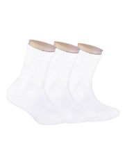 Anti-Odour & Bamboo Organic Cotton Kids School Sports Socks White - Pack of 3