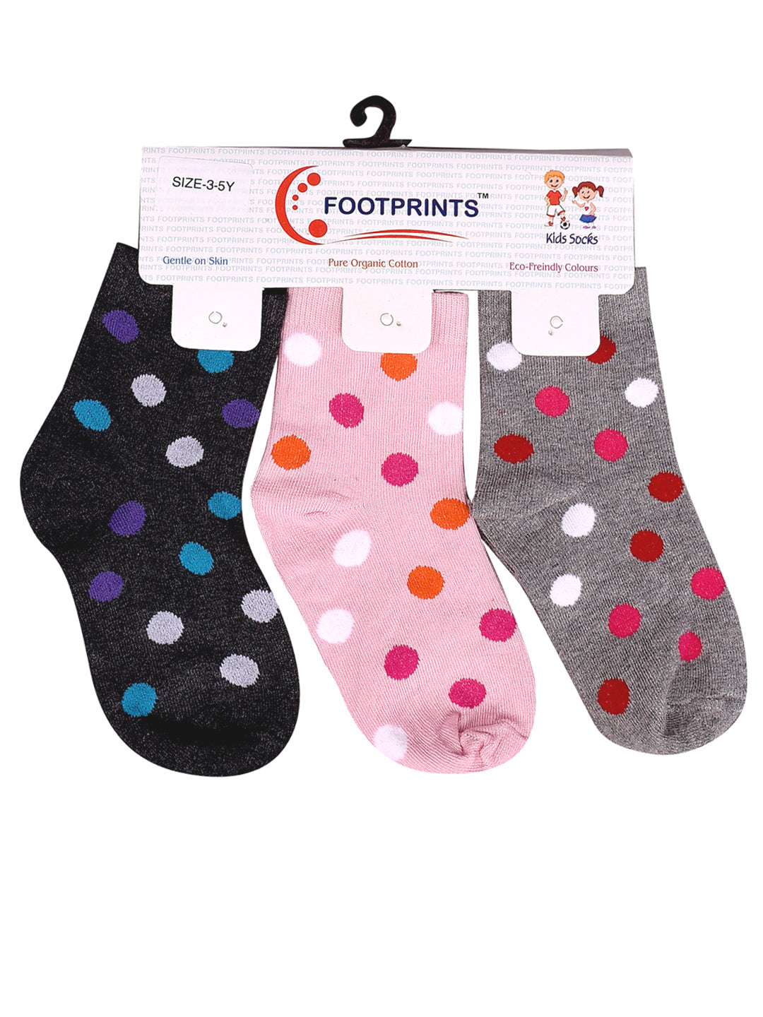 Super soft Organic Cotton Baby Unisex Kids socks, Big Dot - Pack of 3