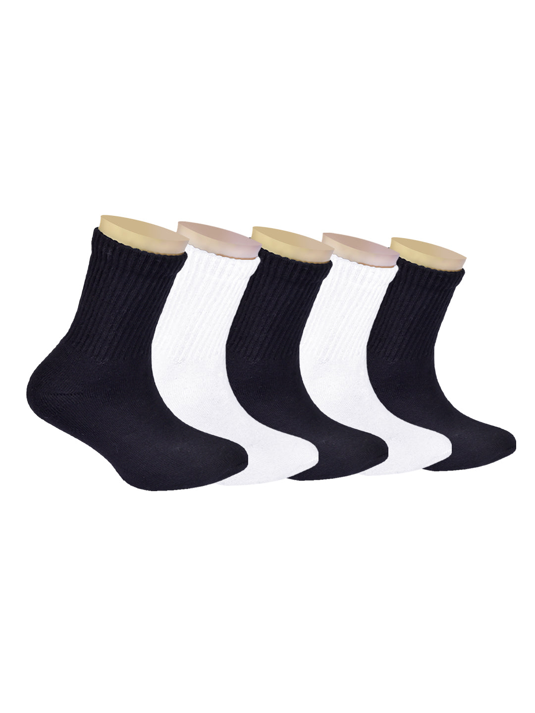 Anti-Odour & Bamboo Organic Cotton Kids School Sports Socks Black & White - Pack of 5