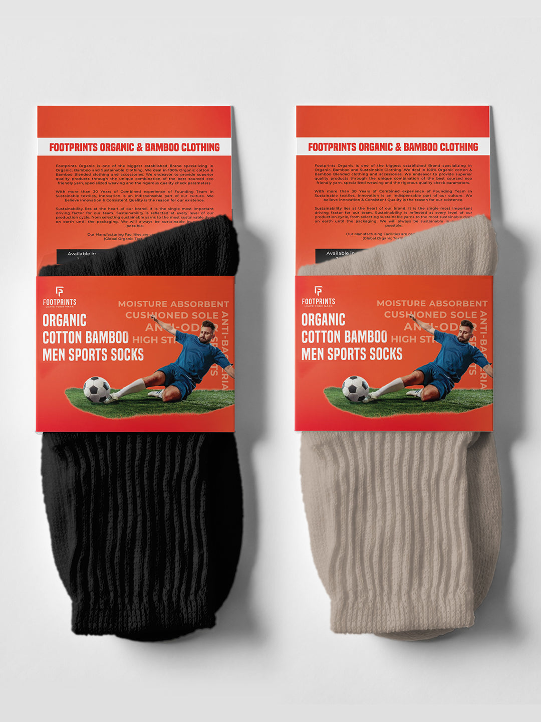 Anti-Odour & Bamboo Organic Cotton Men Sports Socks - Pack of 2