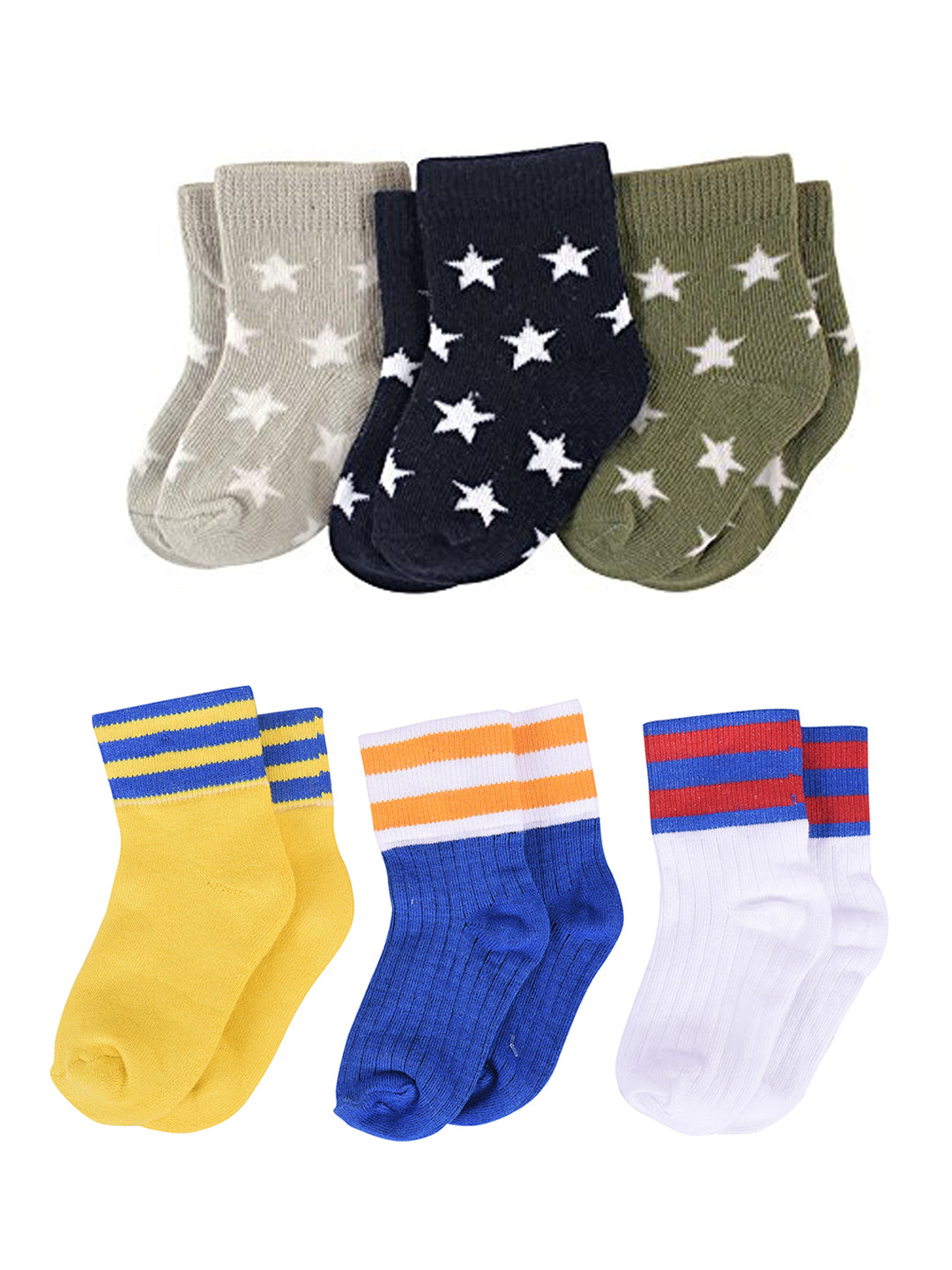 Organic Cotton Anti-Odor Bamboo Kids Sports Socks | Super Soft & Breathable | Unisex | Anti-Bacterial | Multicolor | Pack of 6