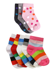 Super soft Organic Cotton Baby Unisex Kids socks, Big Dot & Rainbow - Pack of 8