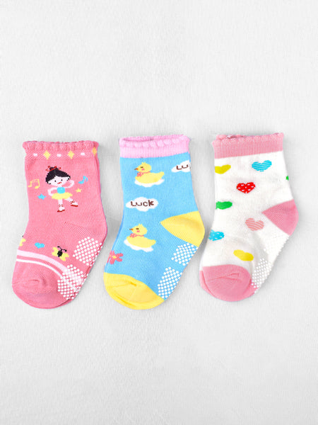 Baby Organic Cotton Antiskid Cute Detailed Socks - Multi Colour