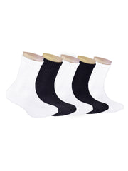 Anti-Odour & Bamboo Organic Cotton Kids School Sports Socks Black & White - Pack of 5