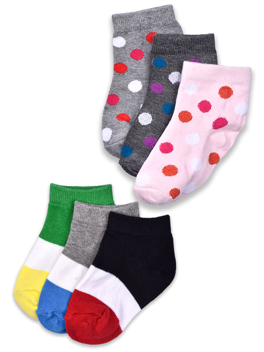 Super soft Organic Cotton Baby Unisex Kids socks, Big Dot & Low Cut - Pack of 6