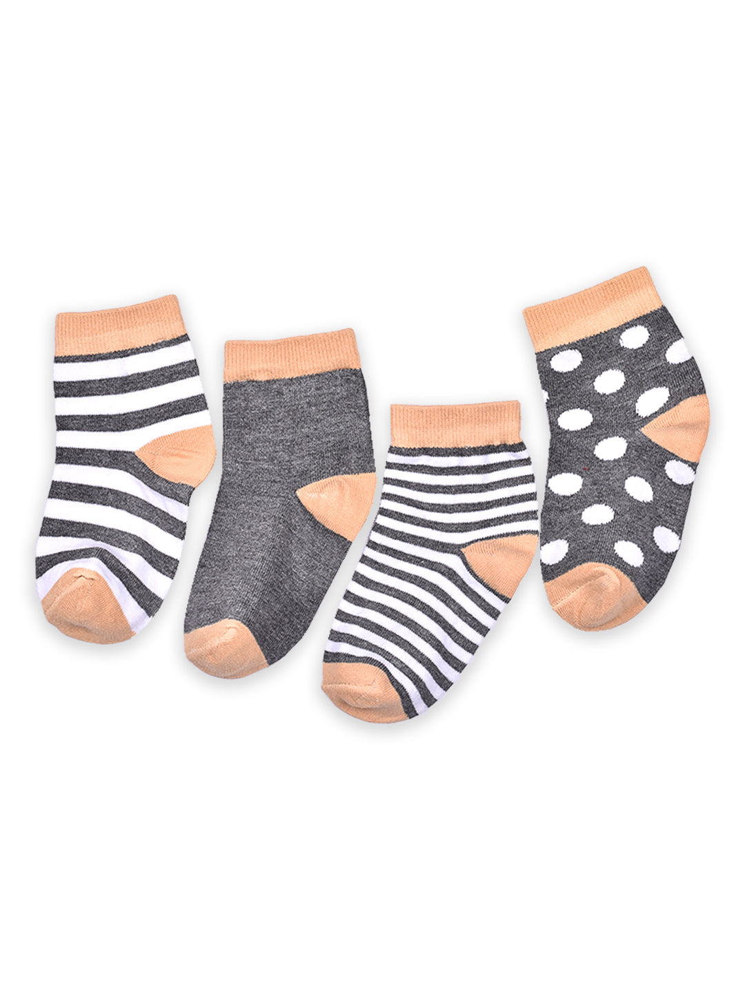 Super Soft Organic Cotton Baby Unisex Socks, Grey Combo - Pack of 4