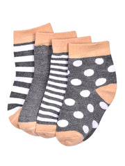 Super Soft Organic Cotton Baby Unisex Socks, Grey Combo - Pack of 4