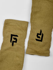 Anti-Odour & Bamboo Organic Cotton Men Sports Socks, Khaki  - Pack of 2