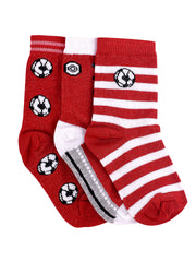 Super soft Organic Cotton Baby Unisex Kids socks, Red Baseball - Pack of 3