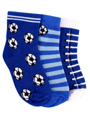 Super soft Organic Cotton Baby Unisex Kids socks, Blue Baseball - Pack of 3