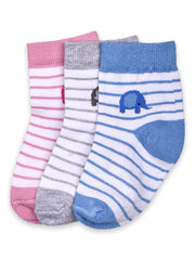 Super soft Organic Cotton Baby Unisex Kids socks, Multicolored Elephant - Pack of 3