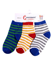 Super soft Organic Cotton Baby Unisex Kids socks, Colorful Stripes - Pack of 3