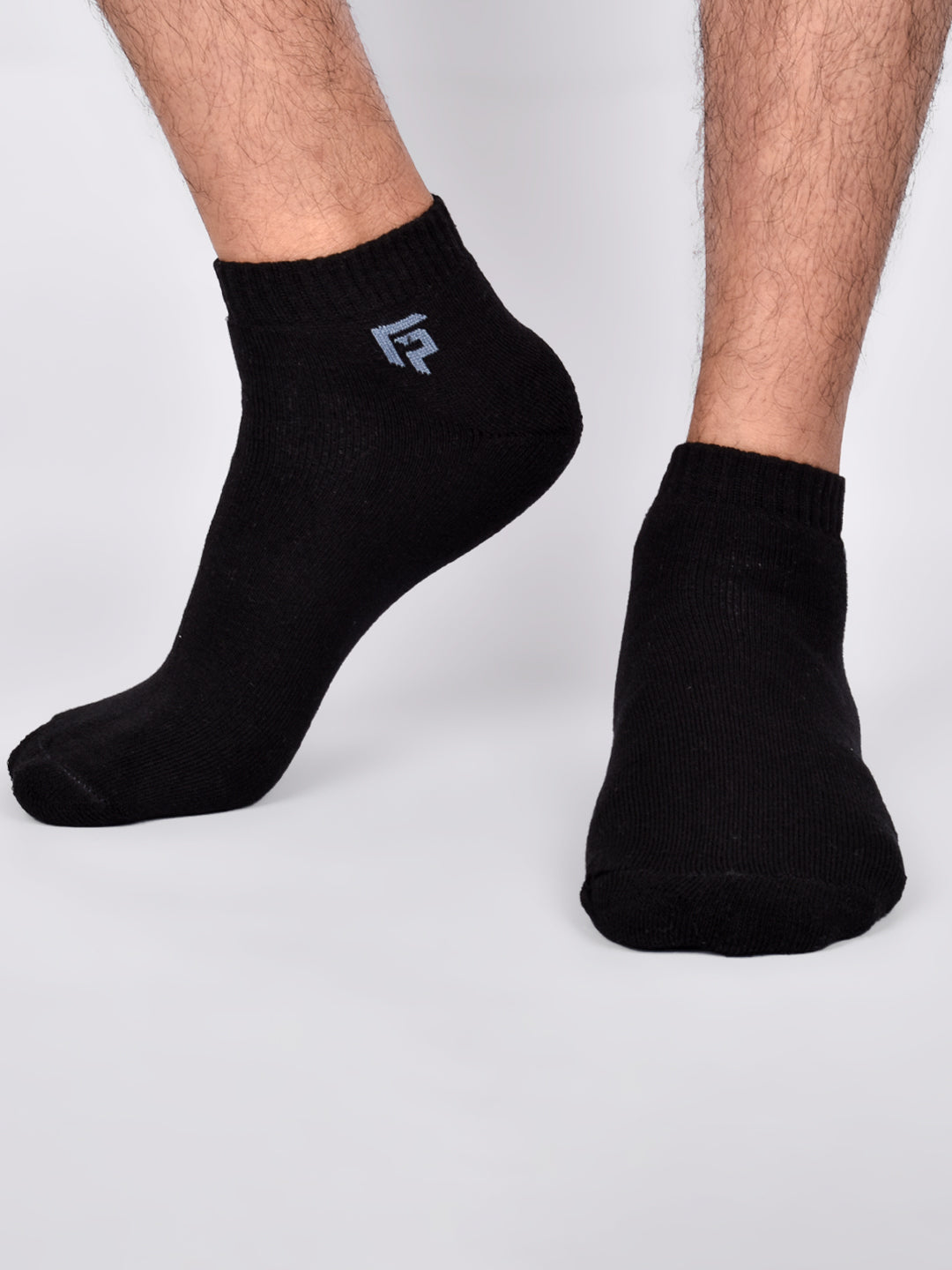 Organic Cotton & Bamboo Unisex Ankle Terry Socks, Black - Pack of 1