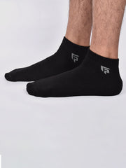 Organic Cotton & Bamboo Unisex Ankle Terry Socks, Black - Pack of 1