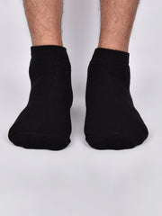 Organic Cotton & Bamboo Unisex Ankle Terry Socks, Black - Pack of 1