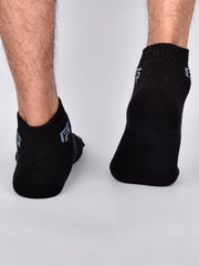 Organic Cotton & Bamboo Unisex Ankle Terry Socks, Black - Pack of 1