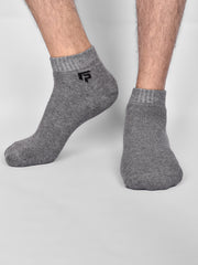 Organic Cotton & Bamboo Unisex Ankle Terry Socks, Grey - Pack of 1