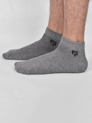 Organic Cotton & Bamboo Unisex Ankle Terry Socks, Grey - Pack of 1